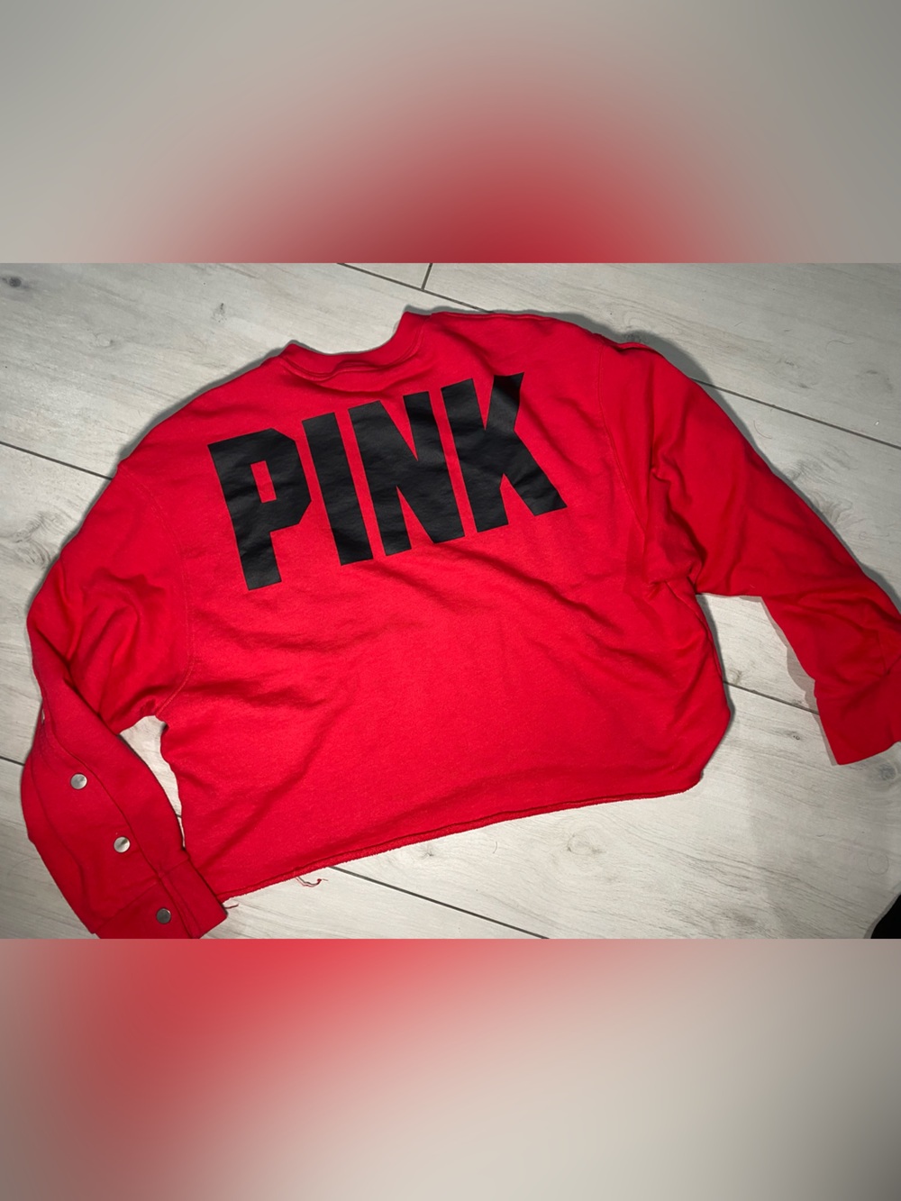 PINK Victoria's Secret Red Cropped Logo Sweatshirt